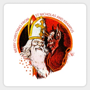 Merry Christmas From St Nicholas and Krampus Magnet